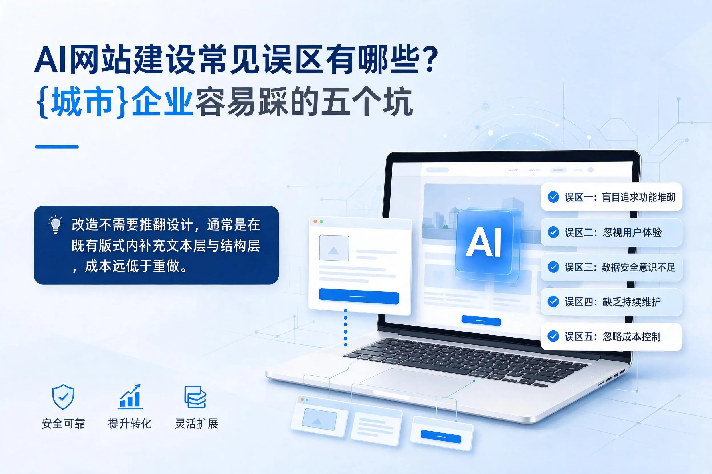 AI网站建设常见误区有哪些?柳州企业容易踩的五个坑