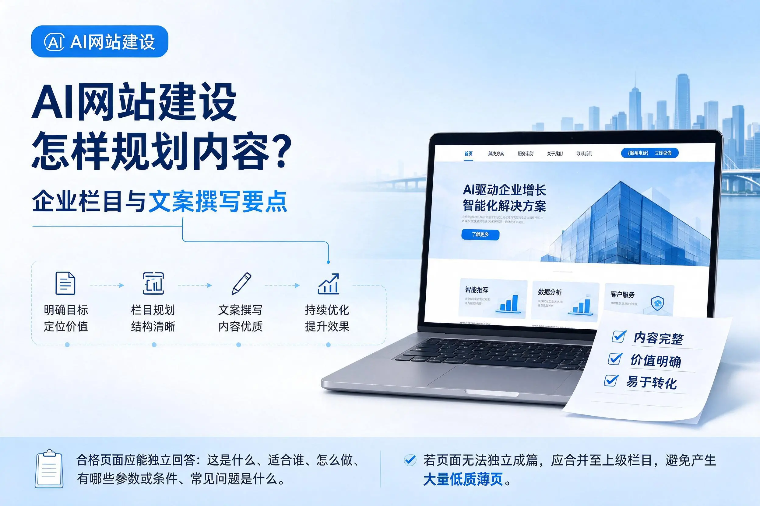 AI网站建设怎样规划内容?柳州企业栏目与文案撰写要点